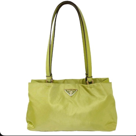 VINTAGE Prada Lime Green Nylon Shoulder Bag - Picture 4 of 5